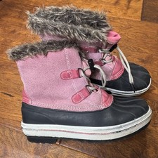 Target Snow Boots Girls Size 3 Pink Thermolite Faux Fur Winter Duck Rubber Shell