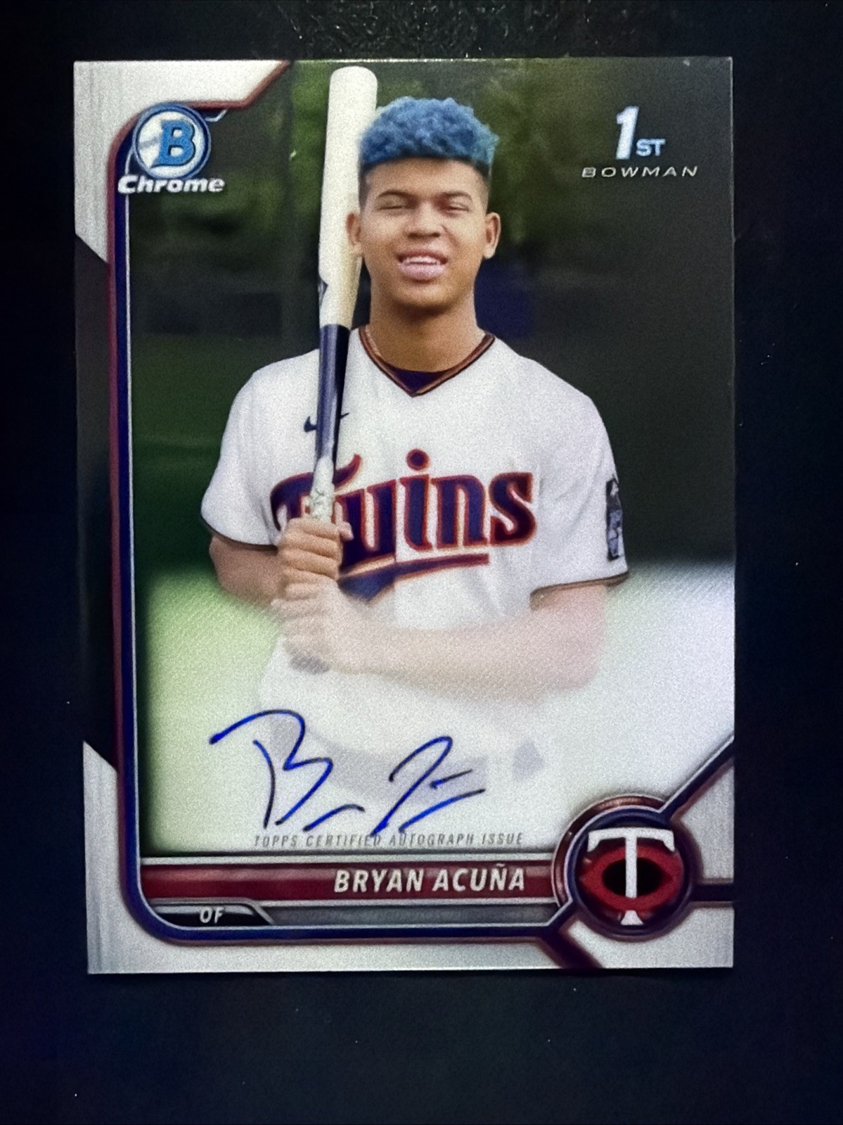 2022 Bowman - Chrome Prospect Autographs Bryan Acuna #CPA-BA (AU, RC) On Card