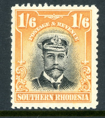 #ad #ad Southern Rhodesia 1924 British KGV 1#x27;6p Black amp; Yellow Admiral SG #11 MNH S846 $125.00