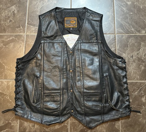 Vintage Black Leather Vest Motorcycle Gospel Rider Men’s Size 4XL