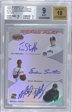 2004 Bowman's Best Triple Play Tim Stauffer Ervin Santana BGS 9 MINT Auto 0m8