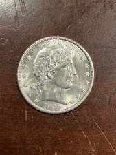 1909 BARBER HALF DOLLAR BLAST WHITE BEAUTIFUL UNC