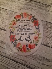 Dog Lives Here Sign No Soliciting for Home Do Not Ring Doorbell Bark Warning