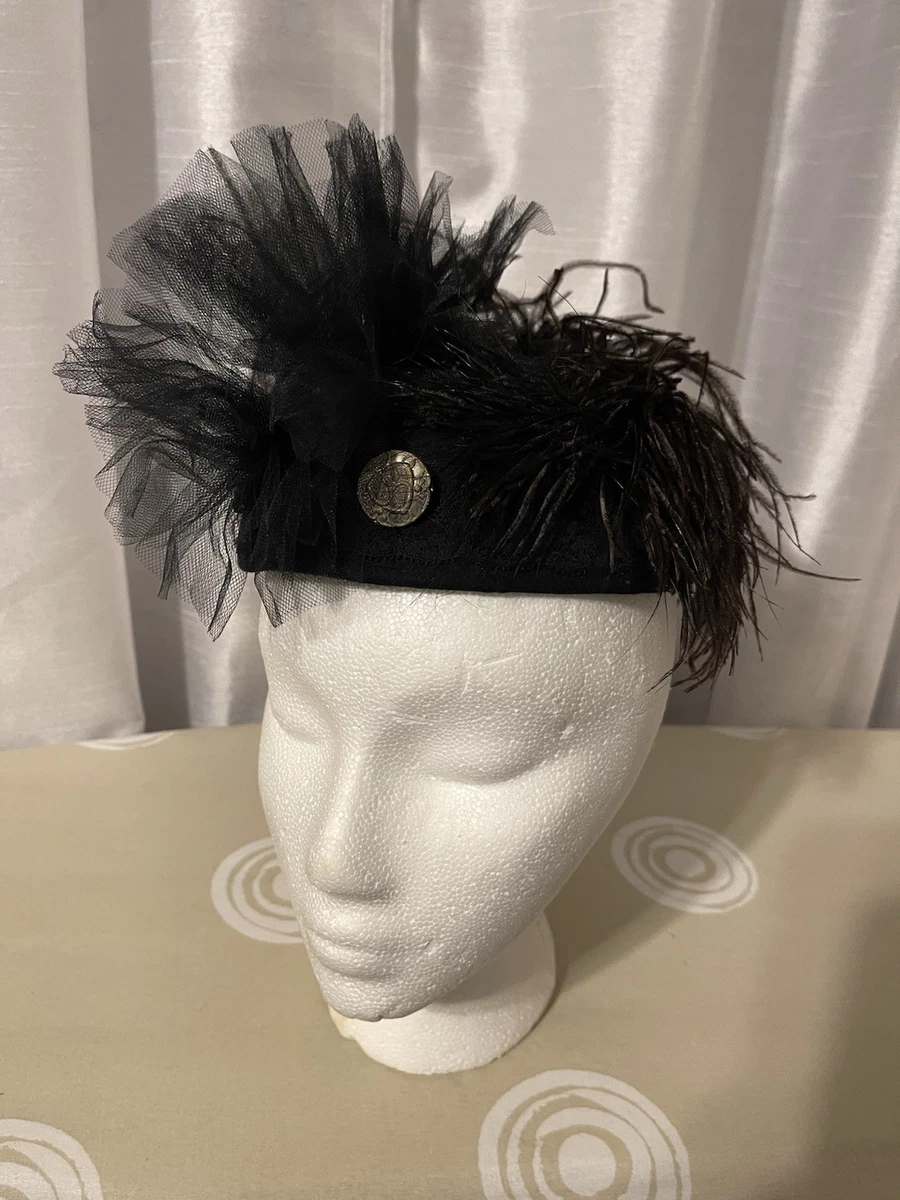 Walter Muller of‎ California Vintage Black Straw Pillbox Hat Veil Bow Eveningwear 1940s Vintage Hats for Women for sale | eBay UK main image 2