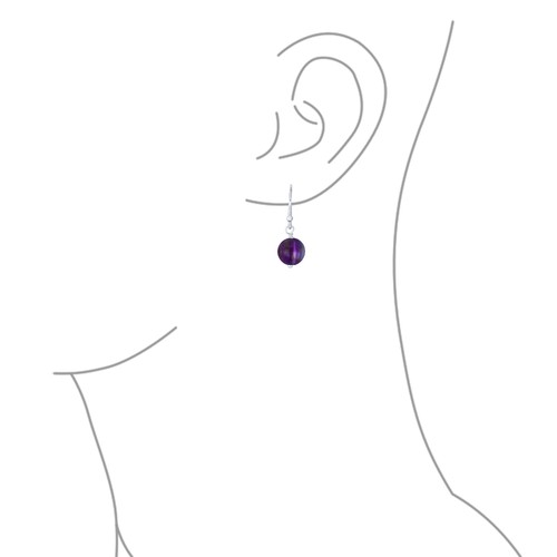 Set of 3 Drop Ball Earrings Onyx Coral Amethyst Beads Sterling Silver Hooks - Picture 2 of 4