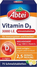 Abtei Vitamin D3 3000IE Immunsystem Knochen laborgeprüft 75 …