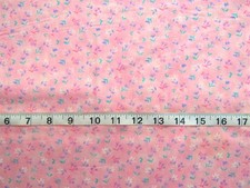 1 yd 100 Cotton Fabric Pink with Blue, White, Purple Flowers