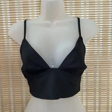 Free People Intimately Sage Longline Bralette Size Small Black