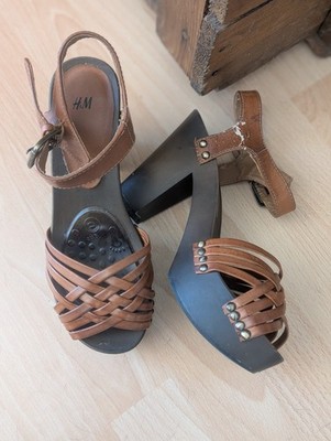 Ibiza Hippie Chic Plateau Sandalen geflochten Cognac Leder
