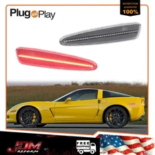 Clear Lens Red LED Rear Bumper Side Marker Light For 2005-2013 Chevy Corvette C6