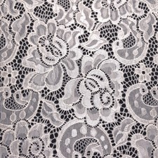 Ivory Classic Rose Stretch Lace 58" By The Yard Apparel Fabric