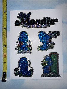 Sad Moodie 3”x4” Sticker Sheet w/ 4 Stickers * Vintage 1995 Prizm Sparkly Cute