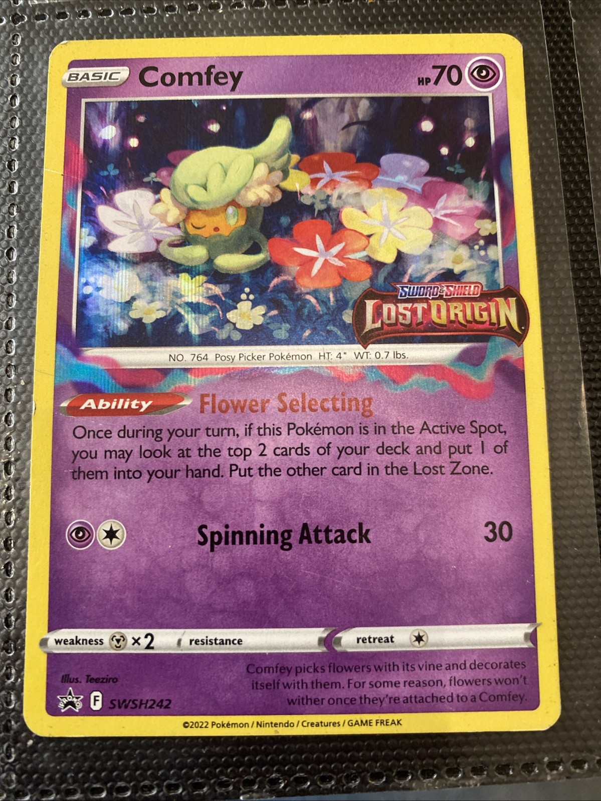 Comfey SWSH242 Stamped Pre Release Holo Rare Lost Origin Pokemon Card TCG NM