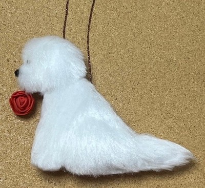 BICHON FRISE mit ROTER ROSE - Teil Nadelfilz HUND