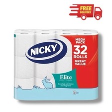 Nicky Elite Toilet Tissue 3 Ply 32 Rolls Lotion & Fragrance Ultra Soft & Strong