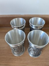 Frieling Zinn Embossed Pewter cups- Set of 4