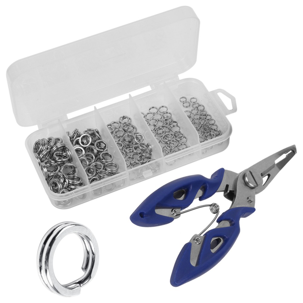 200pcs Assorted 5 Size Split Rings Stainless Steel Fishing Lures Tackle Connecto