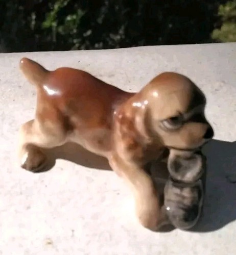 Vintage Japan Cocker Spaniel Retriever Dog Porcelain Miniature Ceramic Figurine