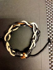 Mens Boys Handmade Leather Braided Surfer Wristband Bracelet Bangle Wrap 