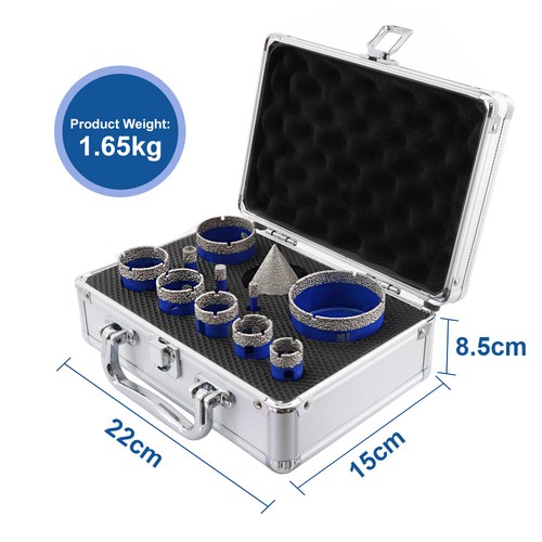 Diamond Hole Saw Kit Core Drilling Bit Set for Porcelain Tile Marble 11pcs/box - Picture 5 of 9