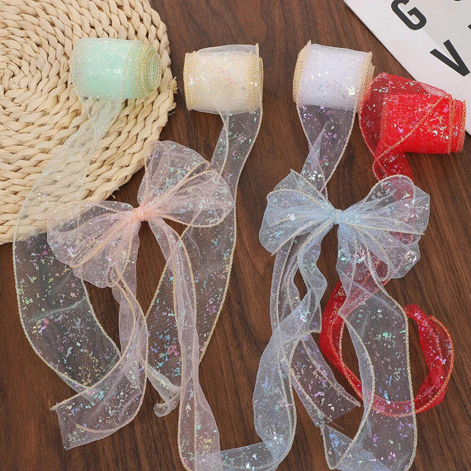 Lace Mesh Ribbon Bias Tape Edging Trims Shiny Holographic DIY 10 Yards Costume - Image 3 of 4