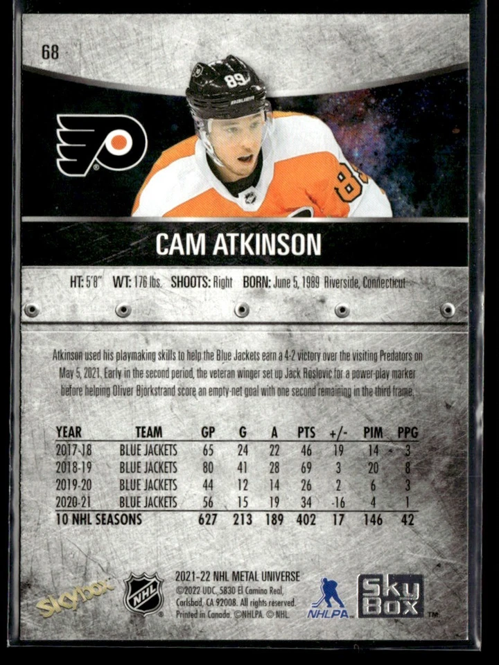 2021-22 Skybox Metal Universe Cam Atkinson #68 - Image 2 of 2