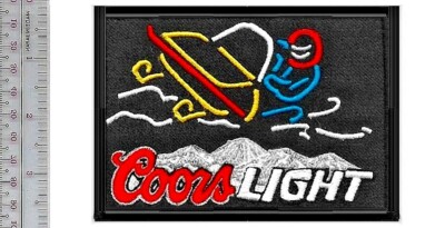 Snowmobile & Coors Light Beer Brewery Neon Patch Denver Vel NO TARIFF