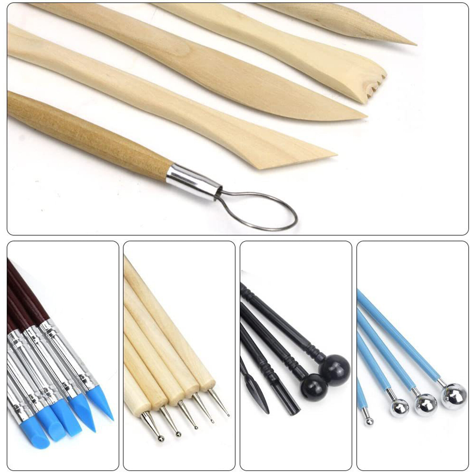 24x Wooden Carving Set Pottery And Clay Sculpting Shaping Tools Ceramic