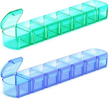 Extra Large Pill Organizer 2 Pack, XL Pill Box 7 Day, Weekly Pill Case with Larg