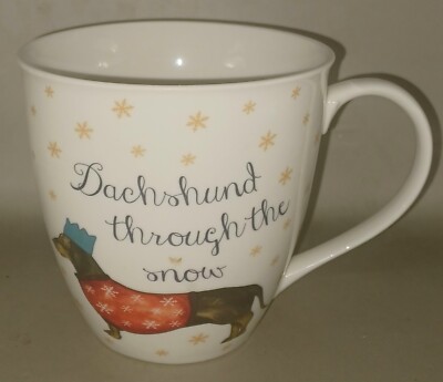 Large Milly Green ''Dachshund Through TheSnowf'' w/ Snowflakes Coffee Mug  