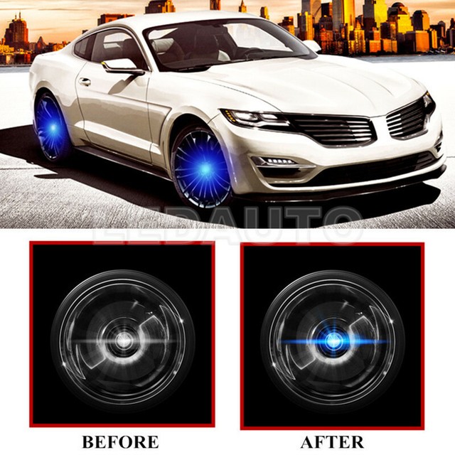 Floating LED Hub Light Car Wheel Center Caps Light Fit For Lincoln 54mm