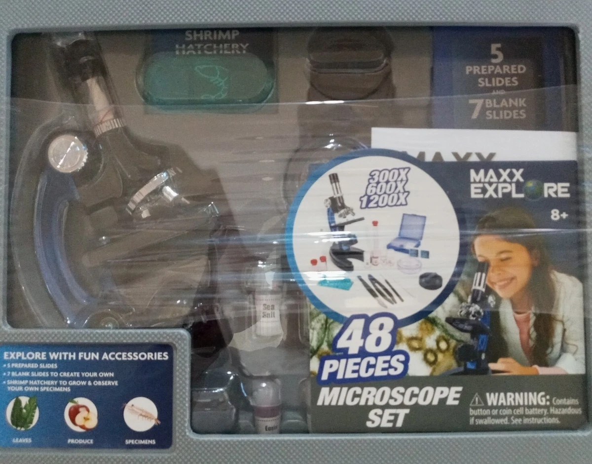 Maxx Explore 48 Piece Microscope Set Beginner STEM Kit With
