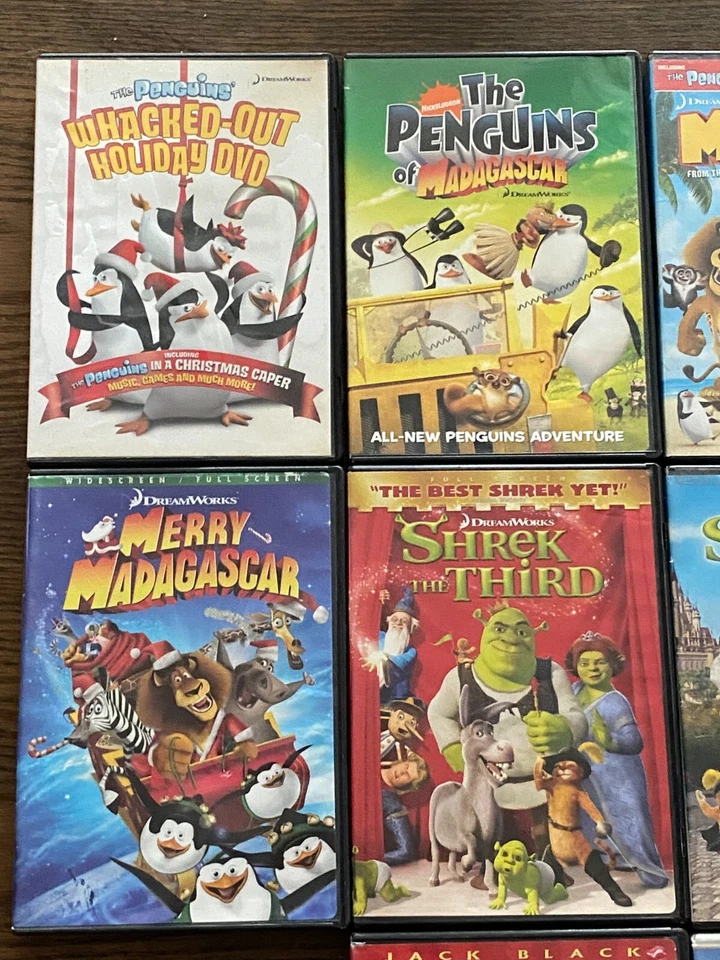 DreamWorks DVD Lot of 10-The Penguins, Shrke, Antz, Kung Fu Panda, Madagascar.. Foto 2 de 4