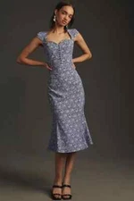 NWT Anthropologie The Cecily Fit&Flare Sweetheart Dress Sz Plus 1X Purple 9B413