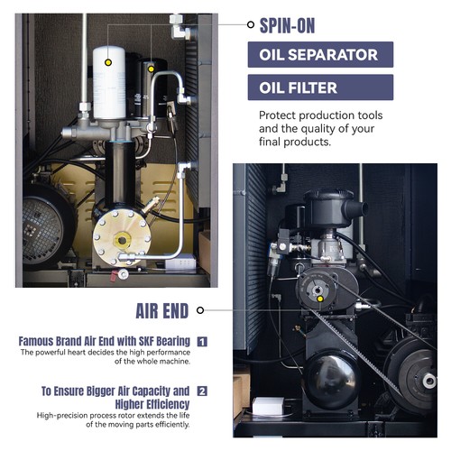 20 HP 230V 3 Ph Rotary Screw Air Compressor + Refrigerated Dryer + 80 Gal. Tank - Picture 7 of 11