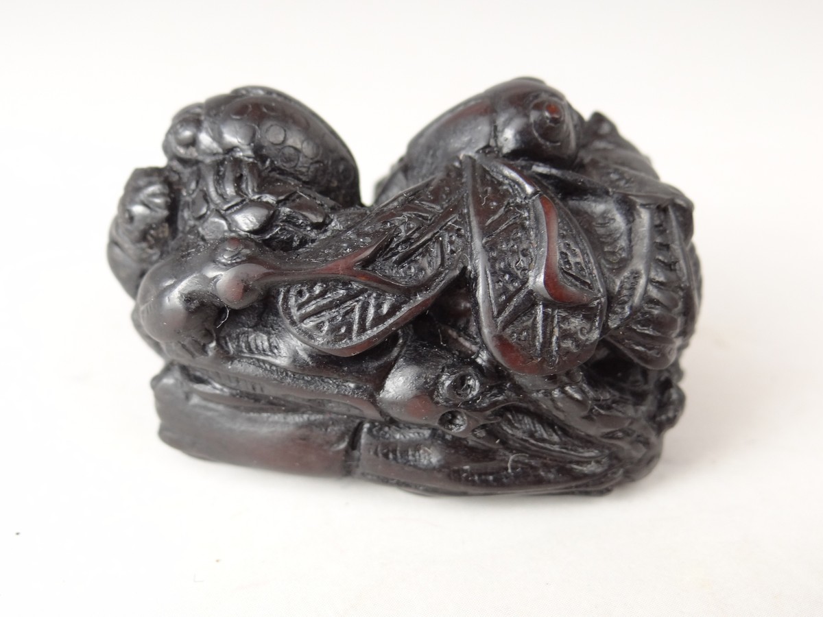 YN87 Netsuke Wood Hand-carved Japanese Vintage Art Geijyutu | eBay