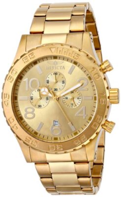 Invicta Men's 1270 Specialty Chronograph Gold Dial 18k Gold Ion-Plated Stainless