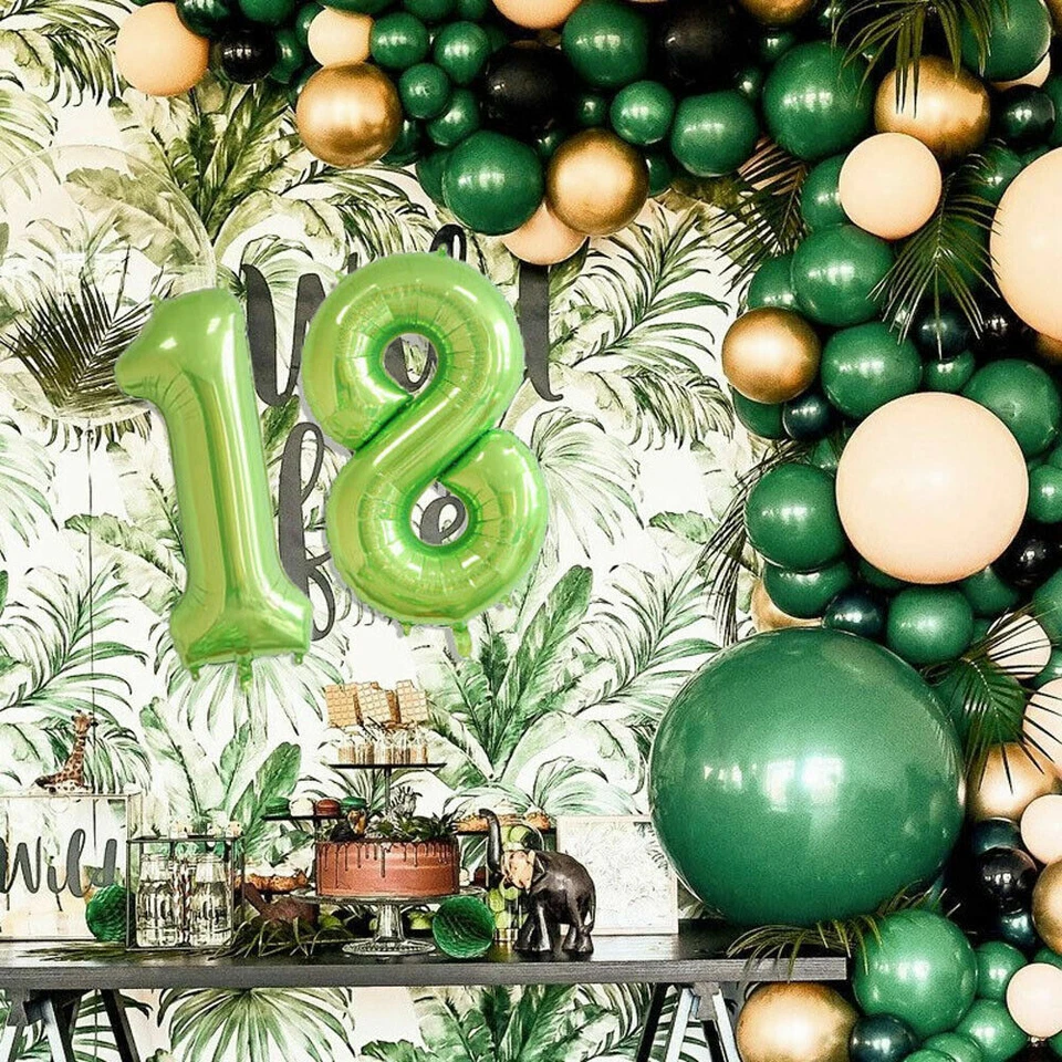 Green Number Foil Balloons Jumbo Size Helium Age Balloon Jungle Dinosaur - image 2 of 4