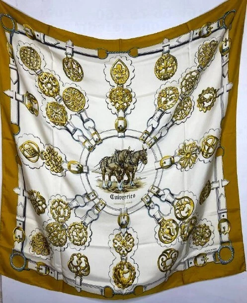 VINTAGE HERMÈS HERMES PARIS SILK SCARF F. DE LA PERRIERE CUIVRERIES  ORIGINAL | eBay