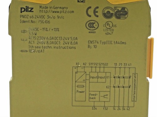 PILZ 750106 PNOZ s6 Safety Protection Relay 3PST-NO 24VDC 3n/o 1n/c 3,5W 6A - Picture 4 of 10
