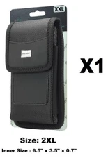 2XL Vertical Rugged Nylon Pouch with Metal Clip + Belt Loop Holster + Card Slot