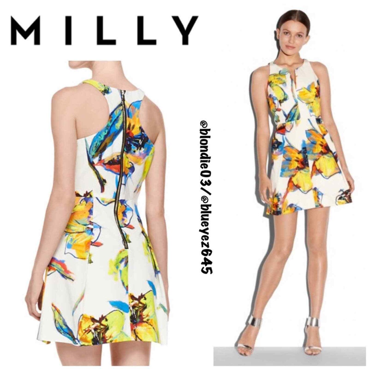 pop art cocktail dress Milly Pop Art Floral Racerback Dress 10