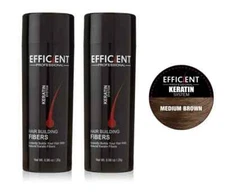 2x EFFICIENT Keratin Hair Loss Powder Concealer Thickening Fibers, Medium Brown