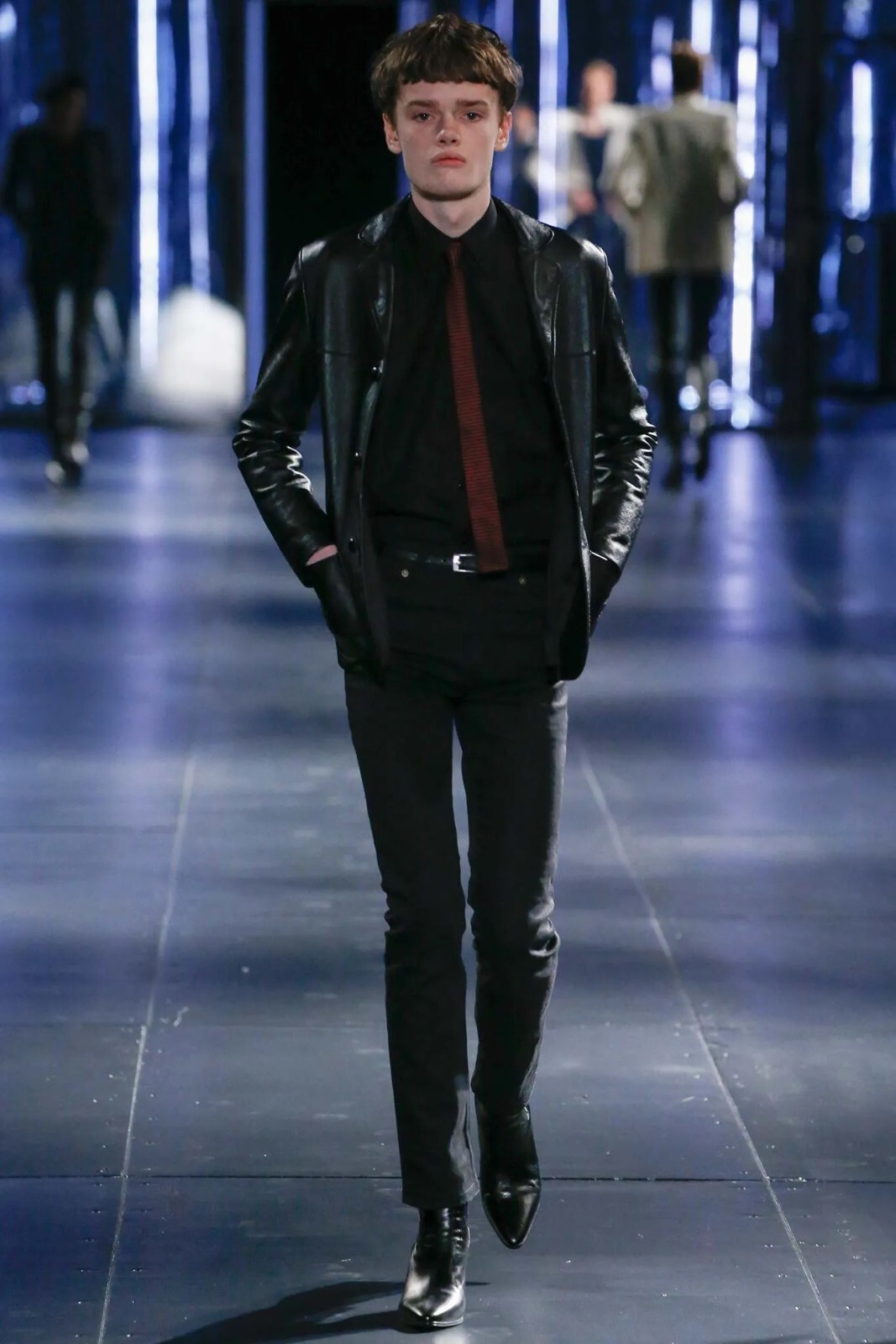 Giacca blazer pelle SAINT LAURENT PARIS by Hedi Slimane 44 (34) western FW15