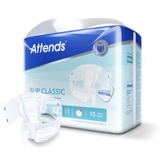ATTENDS SLIP CLASSIC  10  X- LARGE Adult Incontinence Care - 15 unisex pcs Nappy