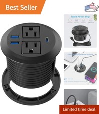 Flush-Mount Power Grommet with AC Outlets  USB-C Port - Space Saving Design