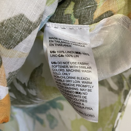 Chico's Size 12 Tropical Print Linen Button Front Blouse No Iron 3/4 Sleeves - Picture 3 of 5