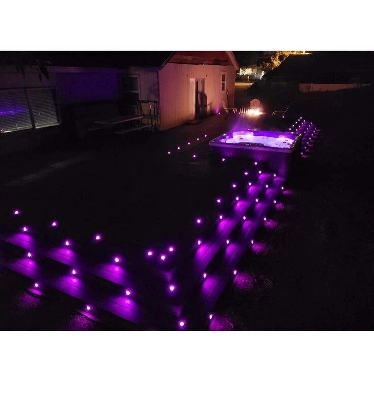 Luces de cubierta LED FVTLED (paquete de 30) RGBW multicolor bajo voltaje empotradas en tierra Foto 4 de 4