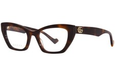Gucci GG1334O 002 Eyeglasses Frame Women's Havana Full Rim Cat Eye 52mm