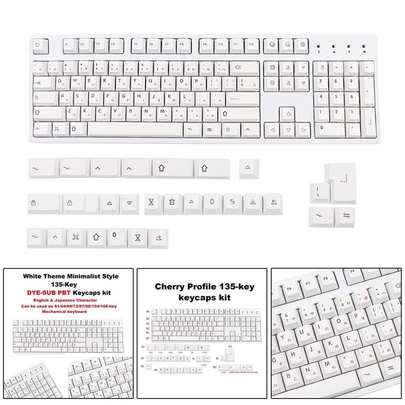 135 Key DYE-Sub Japanese Keycap Minimalist Theme Suitable Suitable for